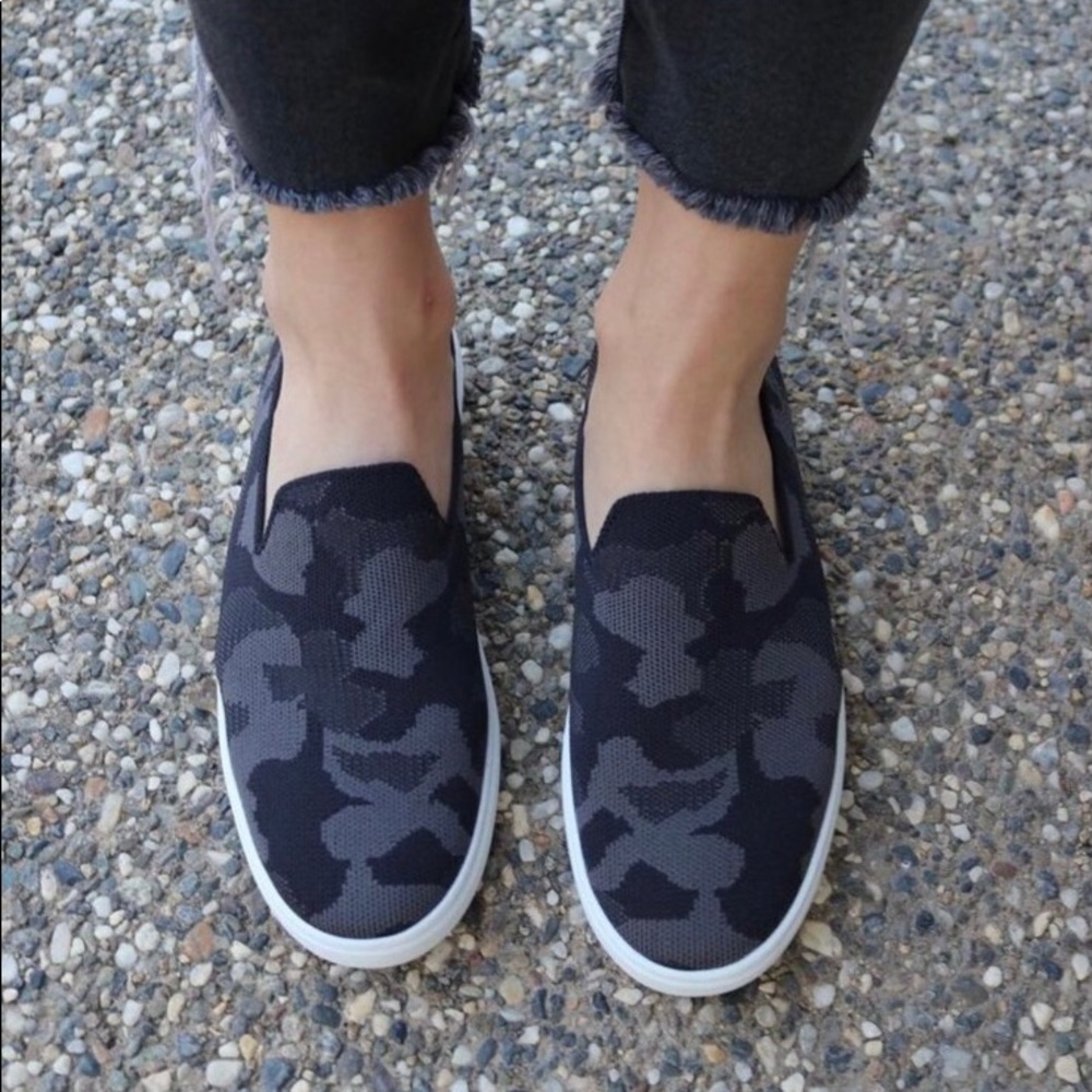 Rothy's The Sneaker in Gray Camo Slip On Flat Sustainable